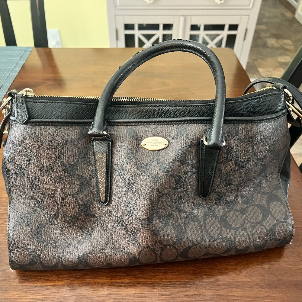 Coach Black and Brown Signature Satchel